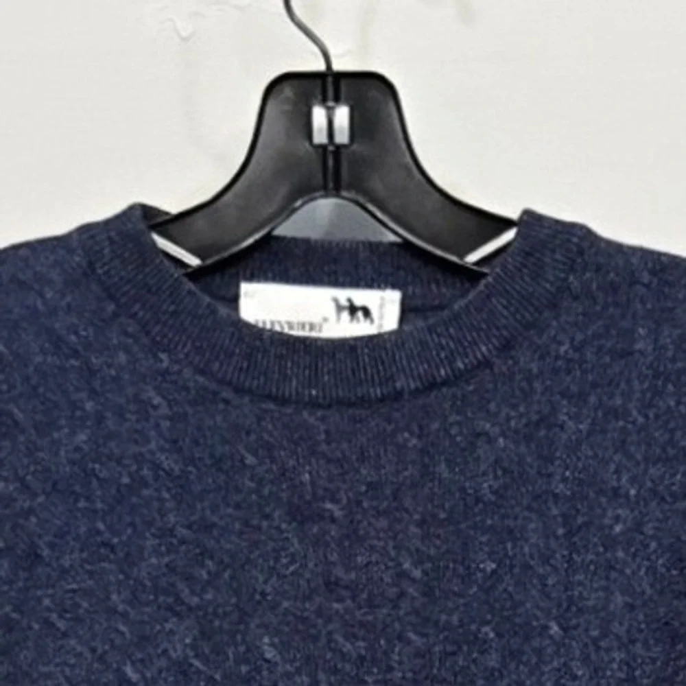 I Levrieri Cable Knit Sweater Mens M Blue Cashmere Silk Crewneck Italy Fisherman
